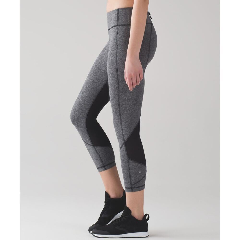 Lululemon Pace Rival Crop *22" Size 6 Heathered Black / Black - Picture 1 of 13